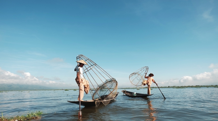 An aerial shot of a river